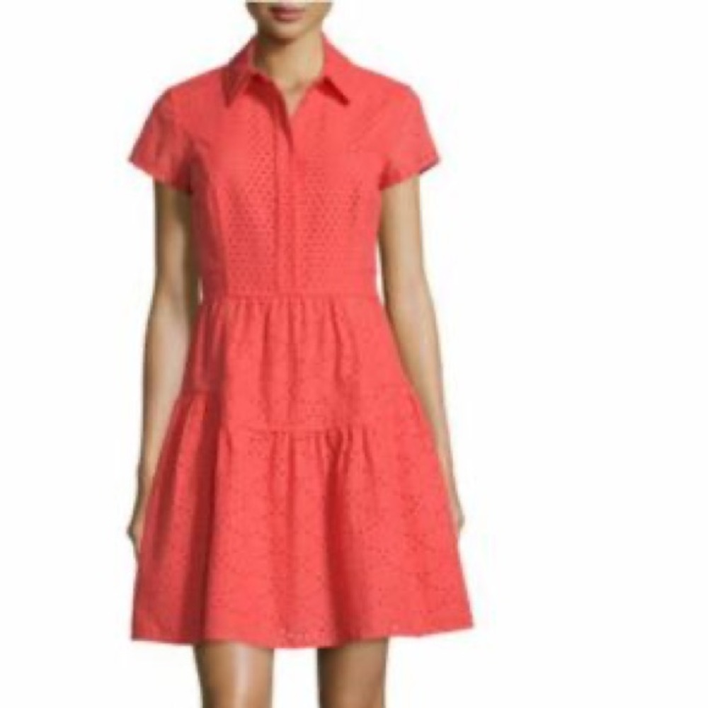 Skylar Eyelet Coral Shirt Dress 4